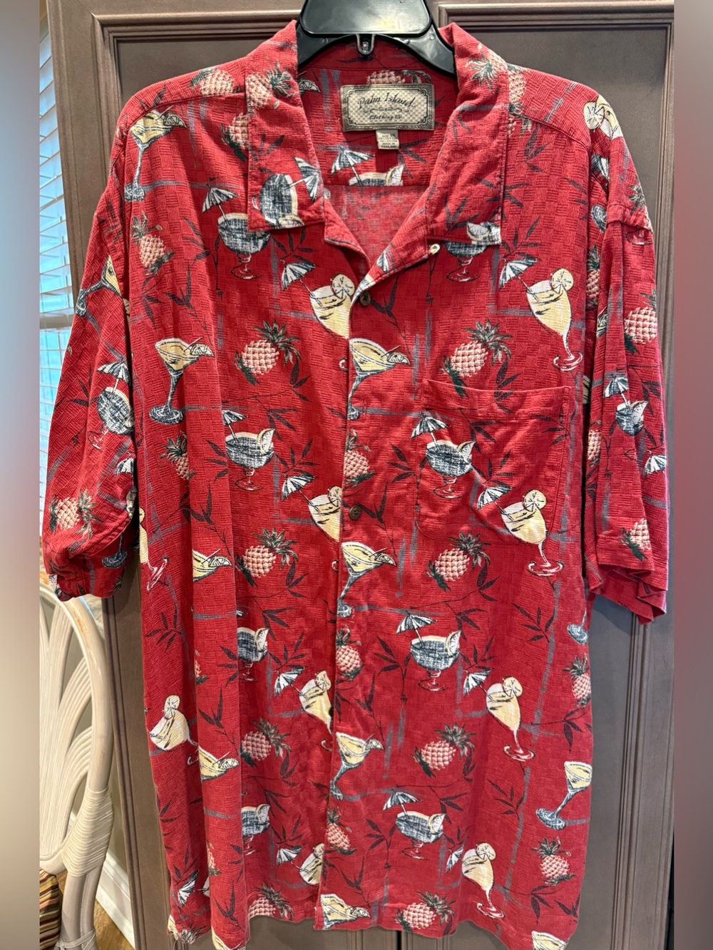 Palm Island Clothing XXL Red Hawaiian Style Cocktail Print Beach Shirt